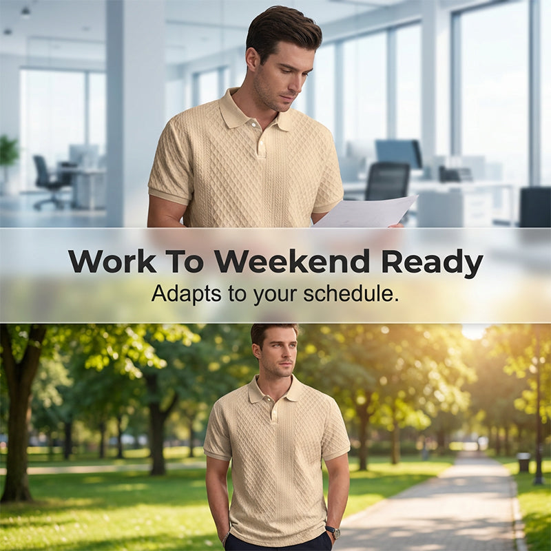 🎉 Zomeruitverkoop! Premium Jacquard Heren Shirt – Luxe, Ademend en Lichtgewicht 🌞