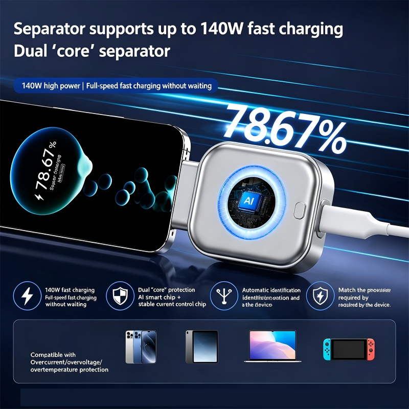 🌞Fris De Lente In Met 50% Korting!⚡140W Super-Sneloplader met AI Automatische Uitschakeling - USB-C PD3.1 - Intelligente Batterijbescherming - Universeel voor iPhone, MacBook & Tablets