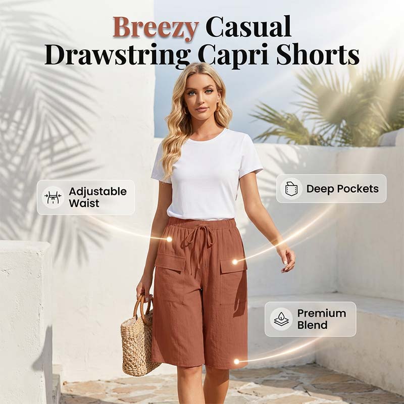🎁2026 Nieuw binnen 50% KORTING💥Casual capri-short met trekkoord voor dames