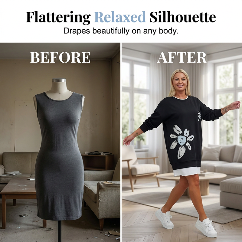 💥 Limited Edition Bloemenjurk 👗 Zachte Mixstof & Trendy Lagenlook | S-5XL ✨