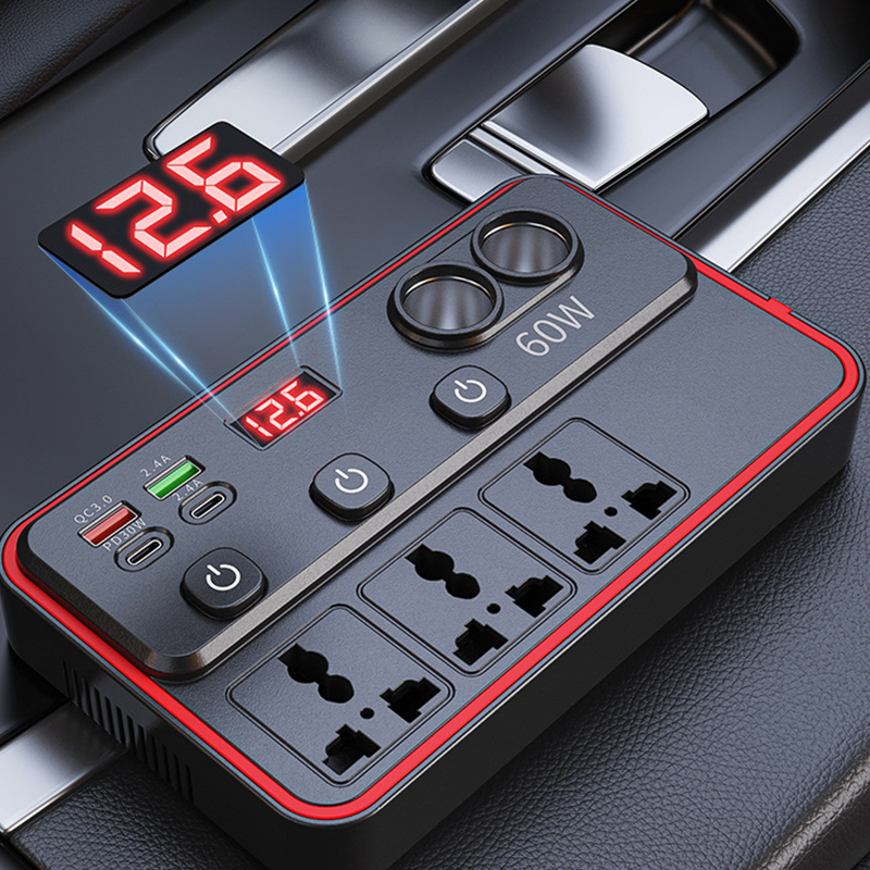 Multifunctionele Autolader Met Stopcontacten En USB