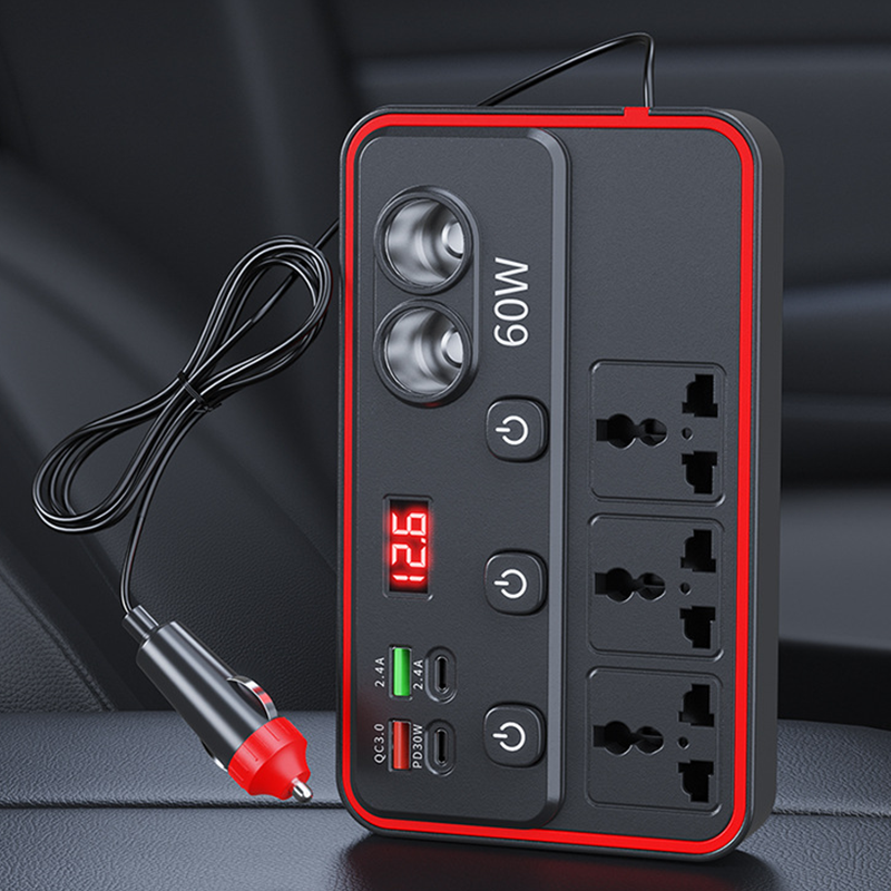 Multifunctionele Autolader Met Stopcontacten En USB