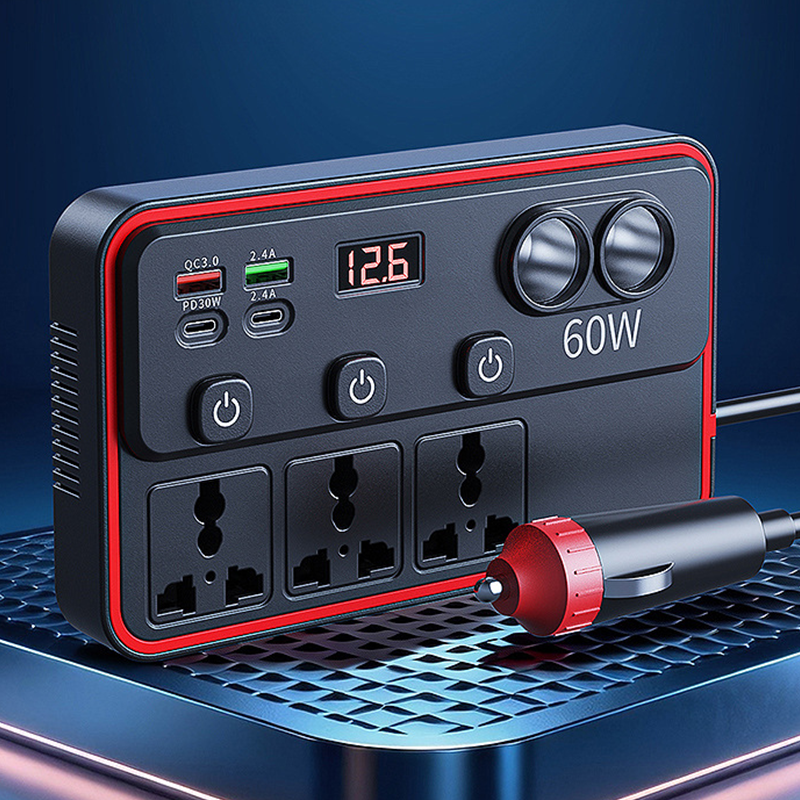 Multifunctionele Autolader Met Stopcontacten En USB