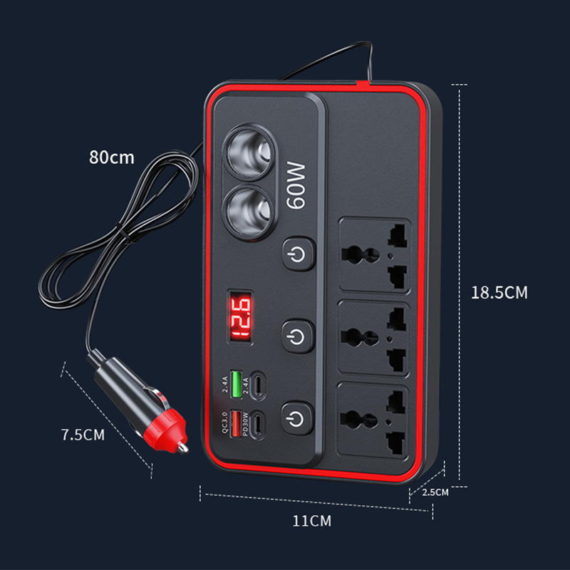 Multifunctionele Autolader Met Stopcontacten En USB