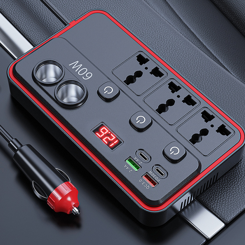 Multifunctionele Autolader Met Stopcontacten En USB