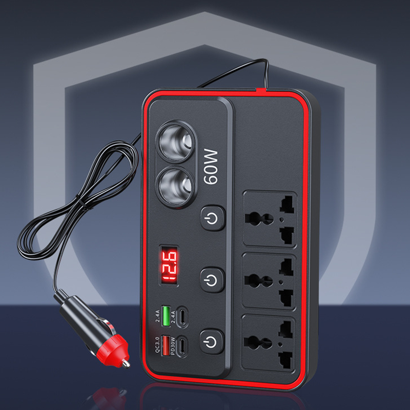 Multifunctionele Autolader Met Stopcontacten En USB