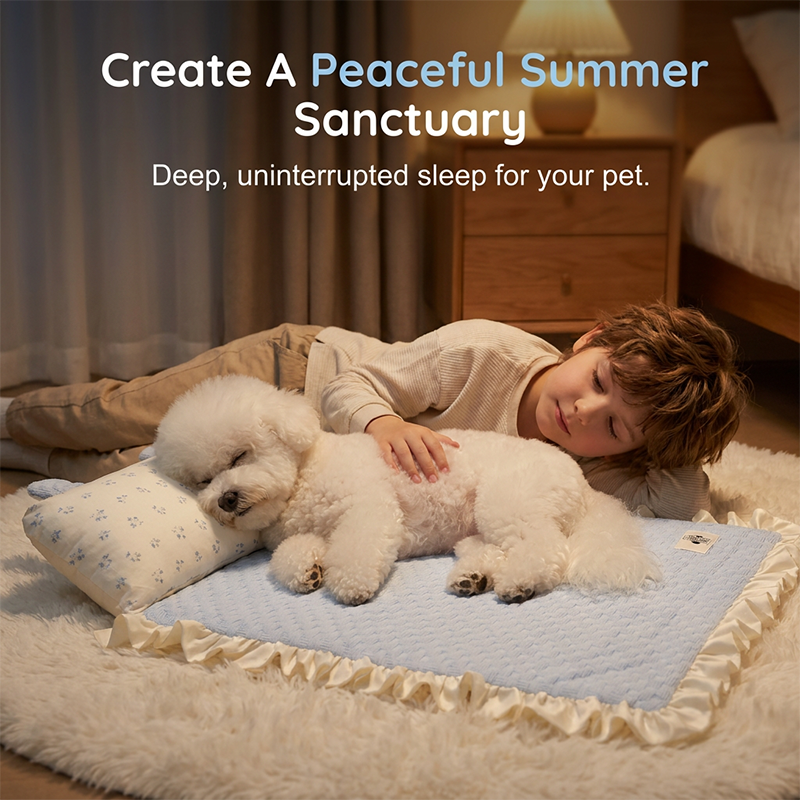 🌞Fris De Lente In Met 50% Korting!🐾Verkoelende Huisdierenmat met Kussen – Ademend Zomerbed voor Kleine Honden en Katten