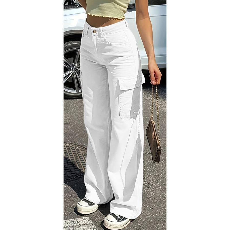 🎁2026 Nieuw binnen 50% KORTING💥Cargo-broek met hoge taille en wijde pijpen voor dames