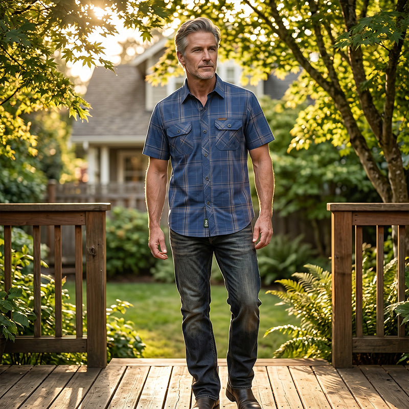👔 TIJDELIJK 50% KORTING! 🍂 Heren Casual Geruit Korte Mouw Overhemd – Klassiek Patroon, Relaxte Pasvorm, Ademend Comfort ✨