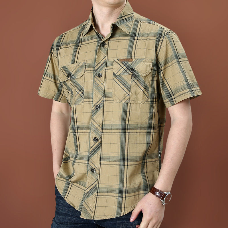 👔 TIJDELIJK 50% KORTING! 🍂 Heren Casual Geruit Korte Mouw Overhemd – Klassiek Patroon, Relaxte Pasvorm, Ademend Comfort ✨