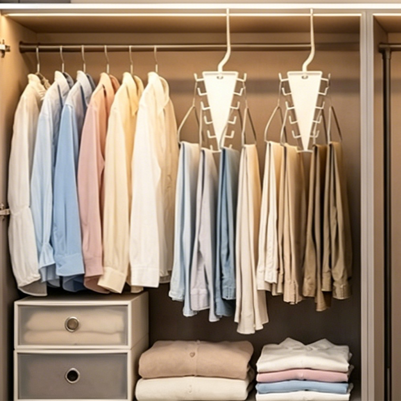 ⏳ BEPERKTE TIJD AANBIEDING! 🏠 Koop 5, krijg 2 gratis – Driehoekige kastorganizer voor kleding en accessoires 💖