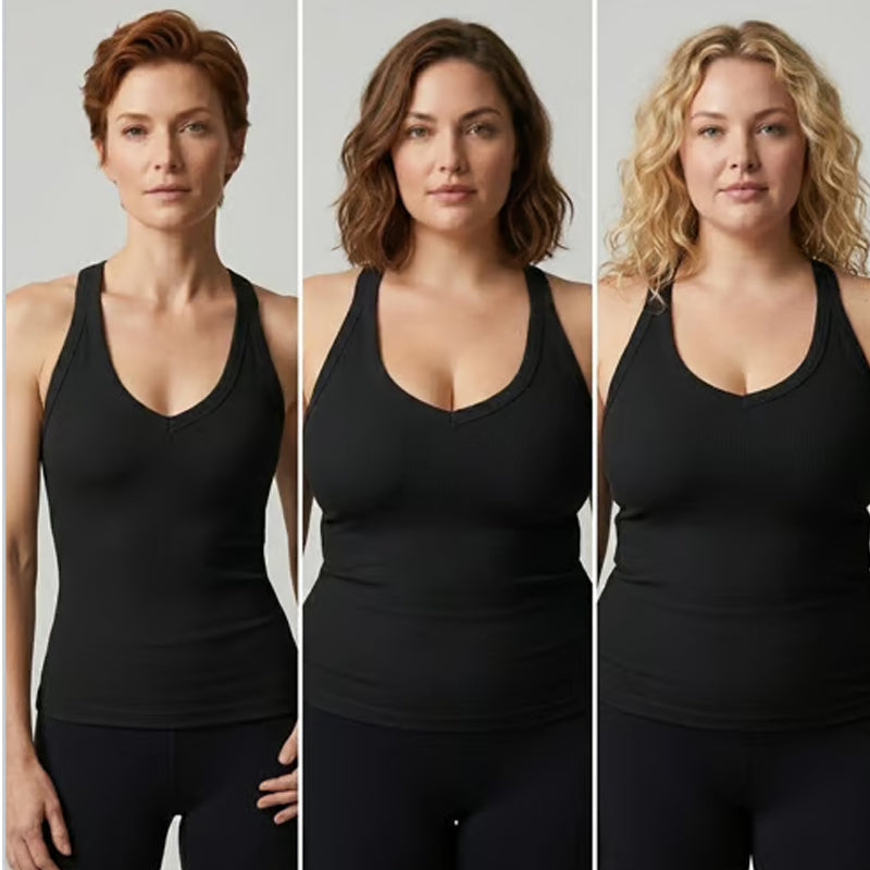 🎁2026 Nieuw binnen 50% KORTING💥V-hals Slim-Fit Hemdjes Dames | Ingebouwde BH | Geribbelde Stof | 5 Kleuren