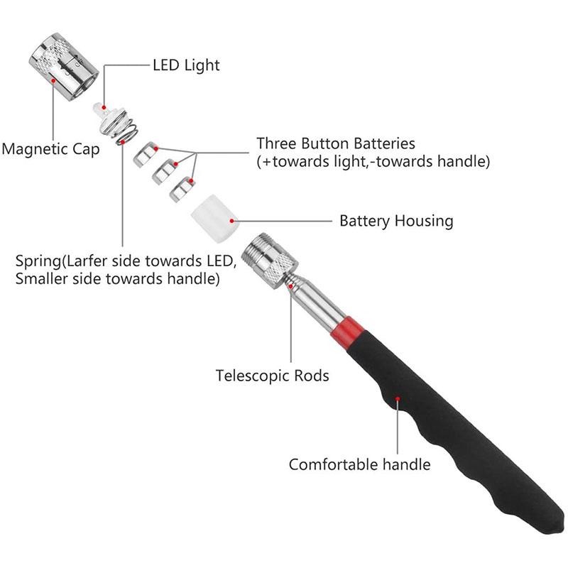 🎉50% KORTING🔧Telescopische Magneet met Lampje | Uitschuifbaar tot 69 cm