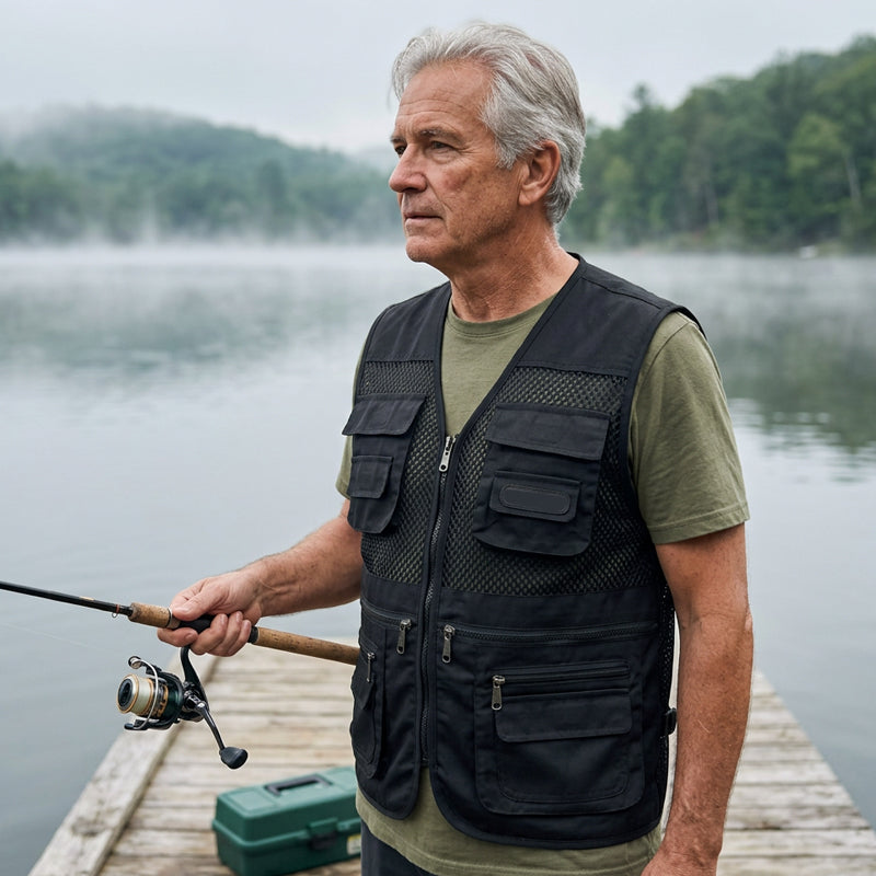 🌞Fris De Lente In Met 50% Korting!🎣Multifunctioneel Outdoor Vest met 10 Zakken – Lichtgewicht Vis-, Wandel- en Reisvest voor Heren en Dames