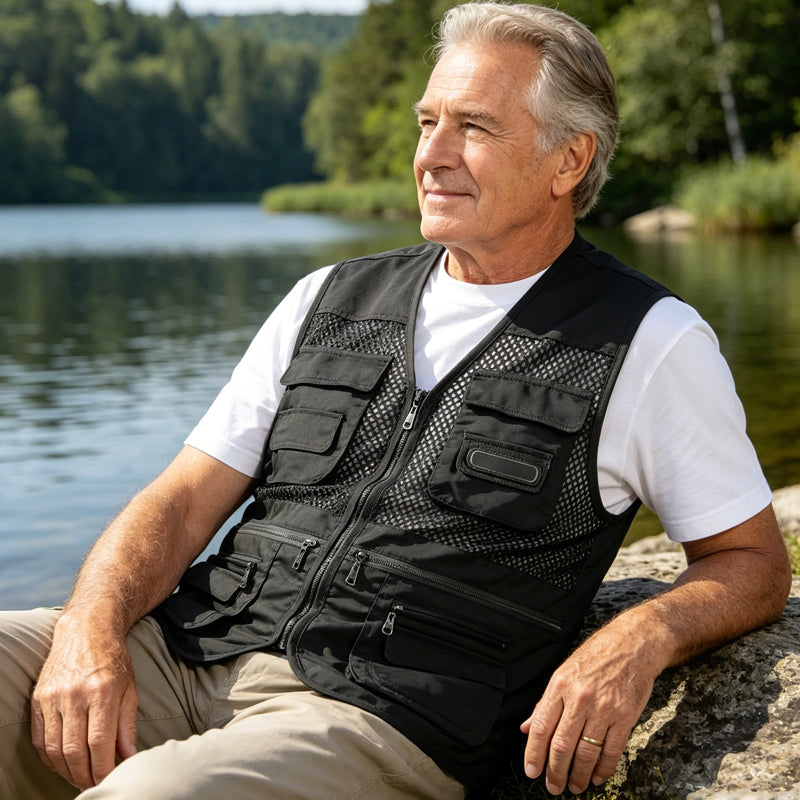 🌞Fris De Lente In Met 50% Korting!🎣Multifunctioneel Outdoor Vest met 10 Zakken – Lichtgewicht Vis-, Wandel- en Reisvest voor Heren en Dames