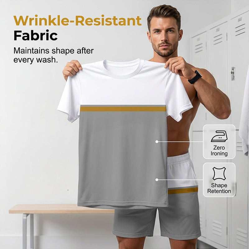 🔥Zomeraanbieding: 50% korting👕 Zomerse sportoutfit voor heren met kleurblokken🏖️