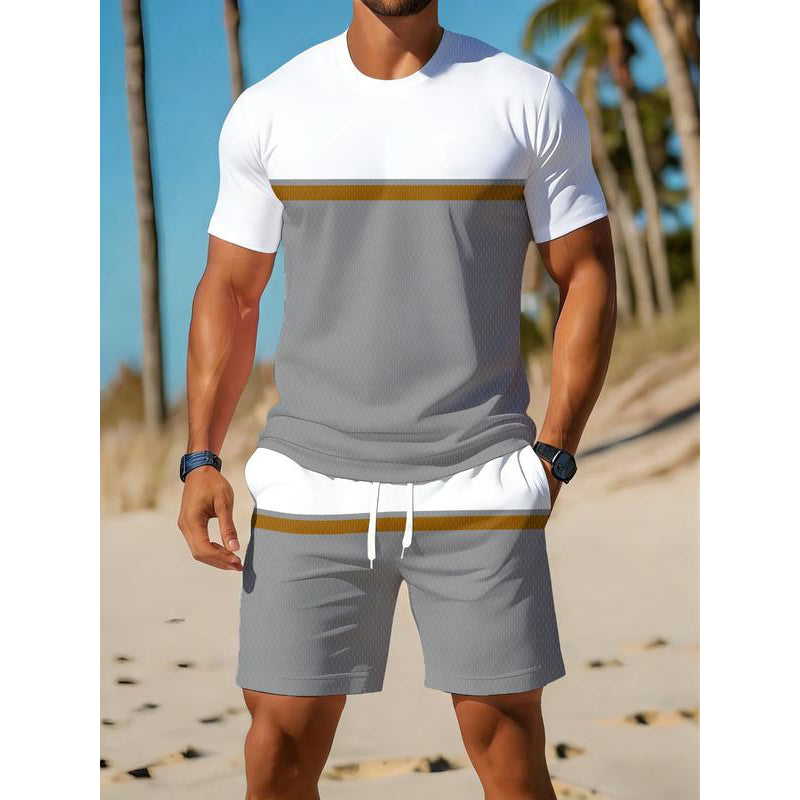 🔥Zomeraanbieding: 50% korting👕 Zomerse sportoutfit voor heren met kleurblokken🏖️