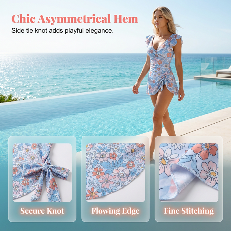 🏖️ Zomerse uitverkoop: 50% KORTING🌊👙 Elegante zwemjurk met V-hals en buikcorrigerend effect voor dames