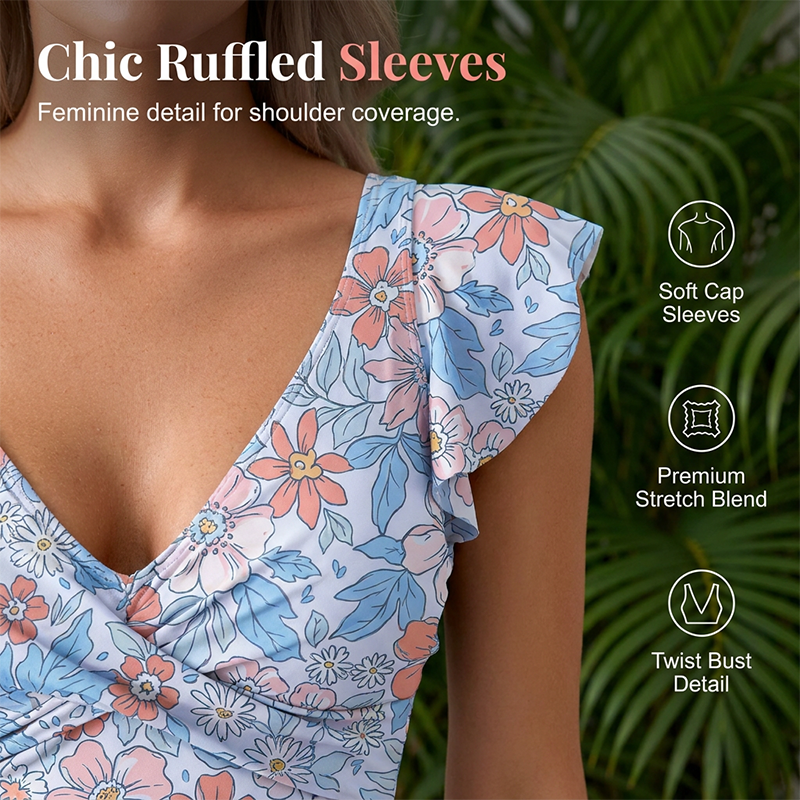🏖️ Zomerse uitverkoop: 50% KORTING🌊👙 Elegante zwemjurk met V-hals en buikcorrigerend effect voor dames