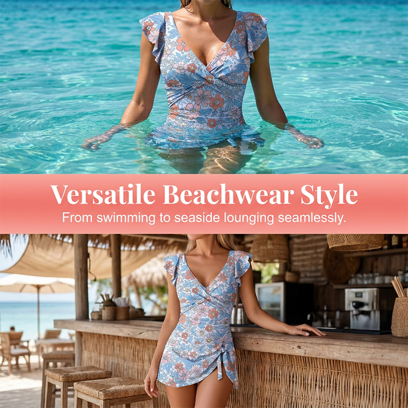 🏖️ Zomerse uitverkoop: 50% KORTING🌊👙 Elegante zwemjurk met V-hals en buikcorrigerend effect voor dames