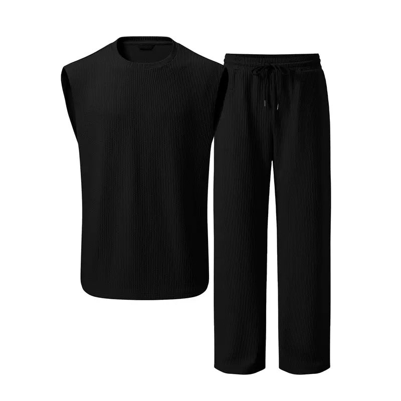 ⚽️🏆️WK-uitverkoop: 50% korting 🎉 Meer dan 30.000 verkocht! 🥳 Herenset bestaande uit een geribbelde mouwloze tanktop en broek (2-delig)