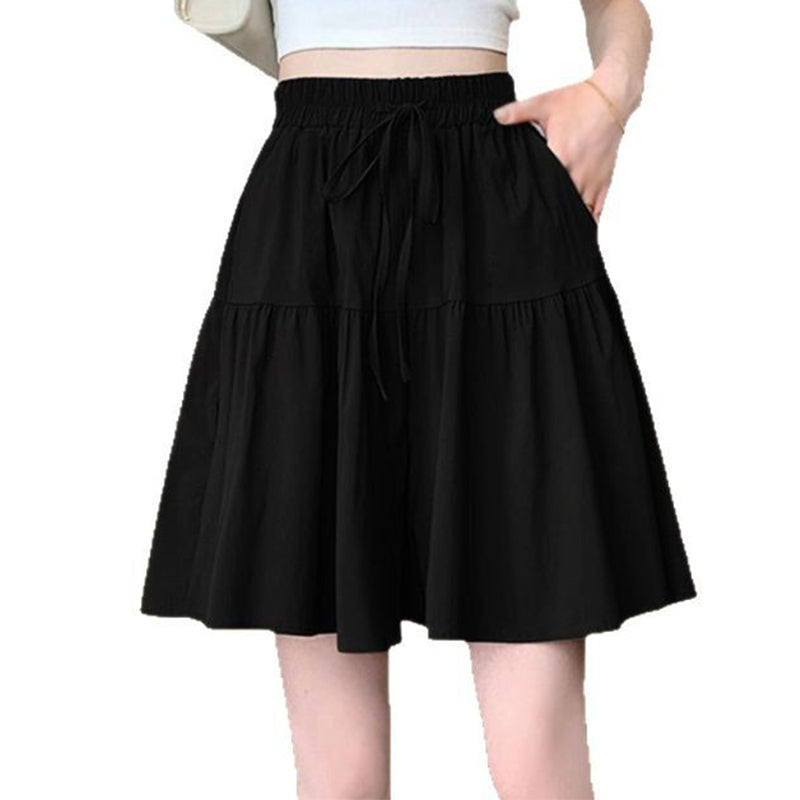 👗NU 50% KORTING🌸Hoge taille wijde pijp skort met gerimpelde randen – Verstelbare pasvorm & flatteuze A-lijn🎀