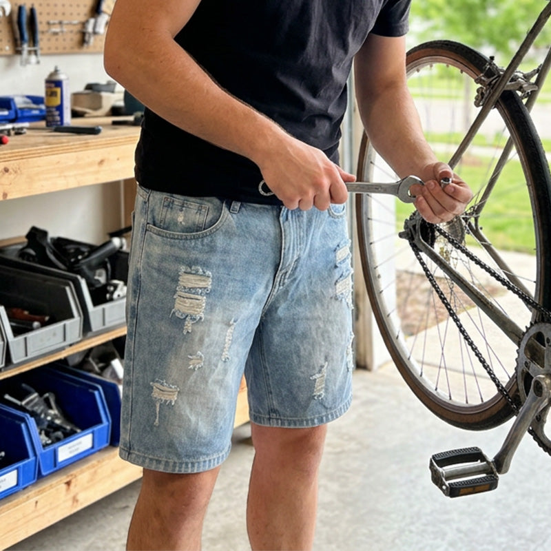 🔥BEPERKTE VOORRAAD KORTING 40K+ VERKOCHT👖 Heren Losse Scheur Korte Broek, Ruime Zakken M-4XL