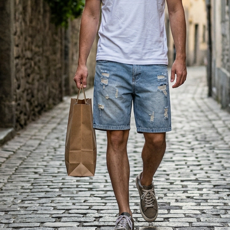 🔥BEPERKTE VOORRAAD KORTING 40K+ VERKOCHT👖 Heren Losse Scheur Korte Broek, Ruime Zakken M-4XL
