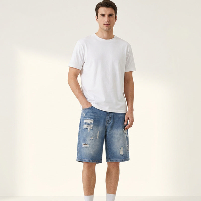 🔥BEPERKTE VOORRAAD KORTING 40K+ VERKOCHT👖 Heren Losse Scheur Korte Broek, Ruime Zakken M-4XL