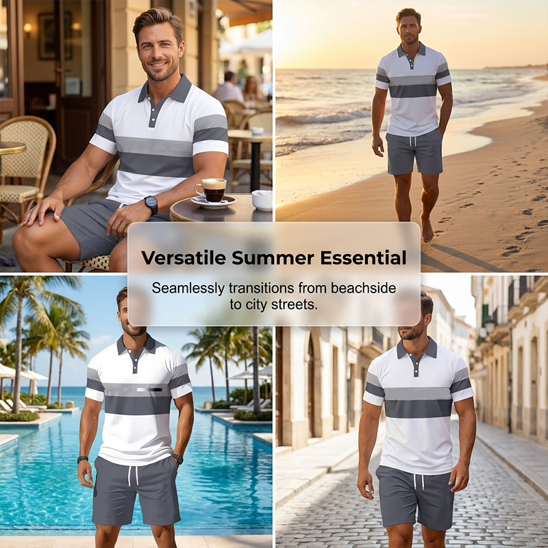 ⏰TIJDELIJKE AANBIEDING✨ Korte mouw poloshirt set combinatie tot boven de knie broek sportief veelzijdig