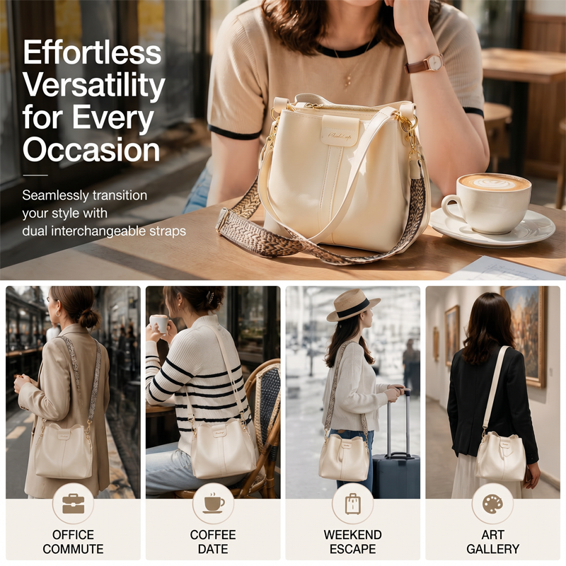 Women's Vintage Large-Capacity Shoulder Bucket Bag