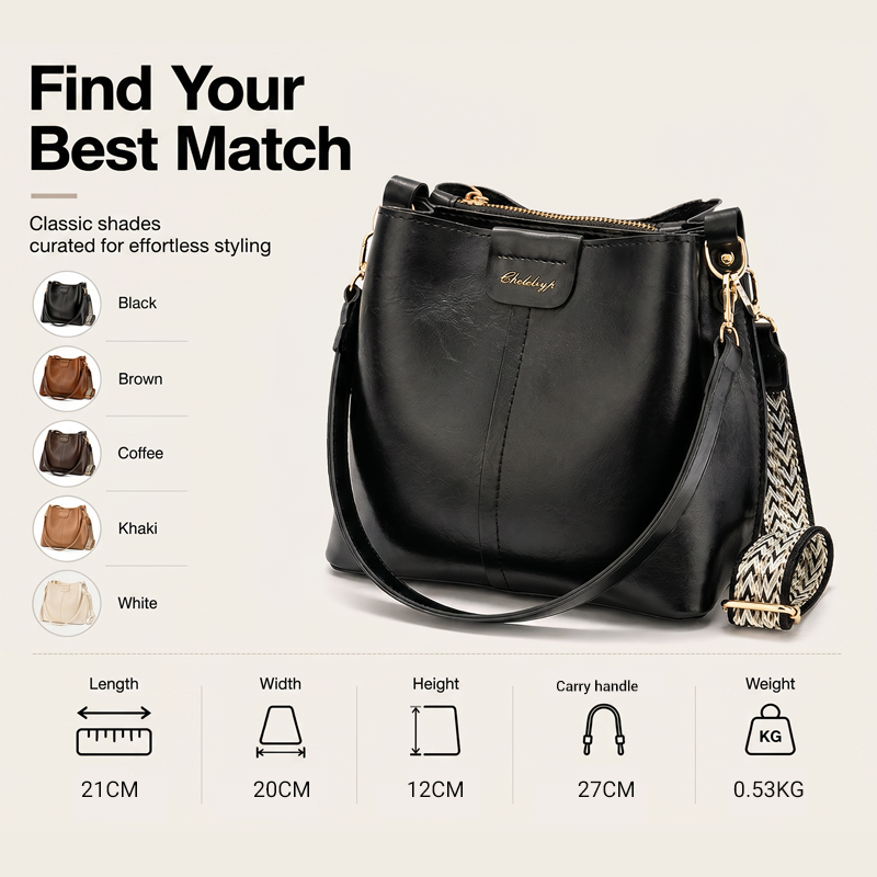 Women's Vintage Large-Capacity Shoulder Bucket Bag