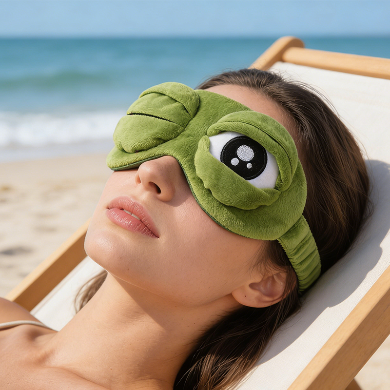 Zacht en grappig 3D-kikker slaapmasker