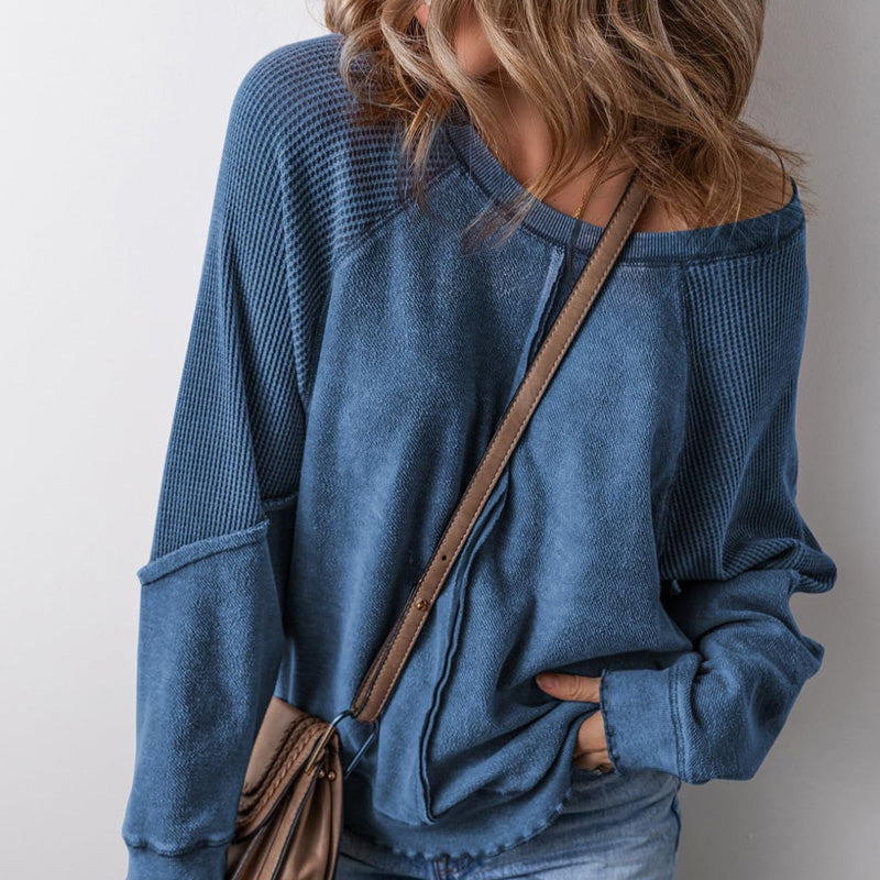 Casual dames-top met ronde hals en lange mouwen
