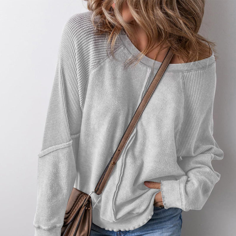 Casual dames-top met ronde hals en lange mouwen