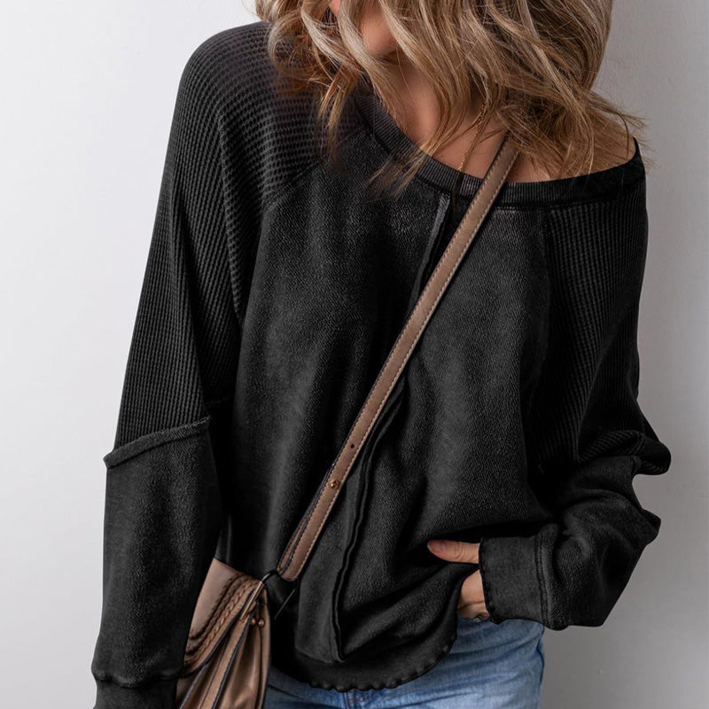 Casual dames-top met ronde hals en lange mouwen