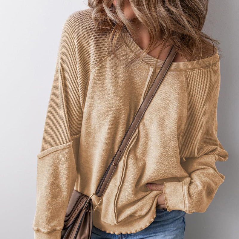 Casual dames-top met ronde hals en lange mouwen