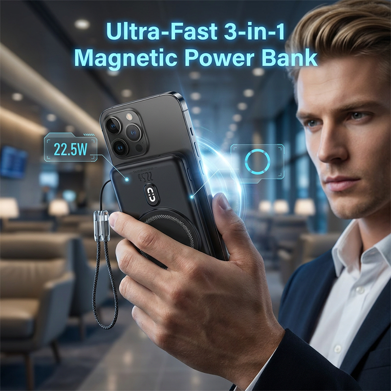 ⏳Tijdelijk 50% korting⏰3-in-1 magnetische powerbank met ingebouwde kabel🔋📱