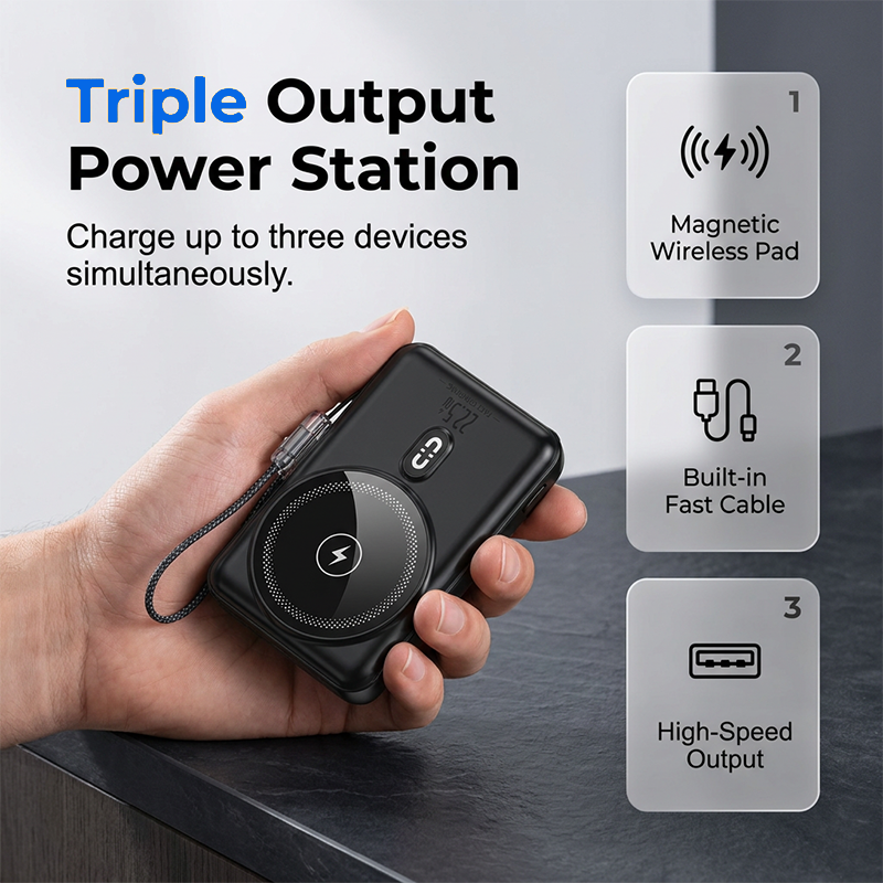 ⏳Tijdelijk 50% korting⏰3-in-1 magnetische powerbank met ingebouwde kabel🔋📱