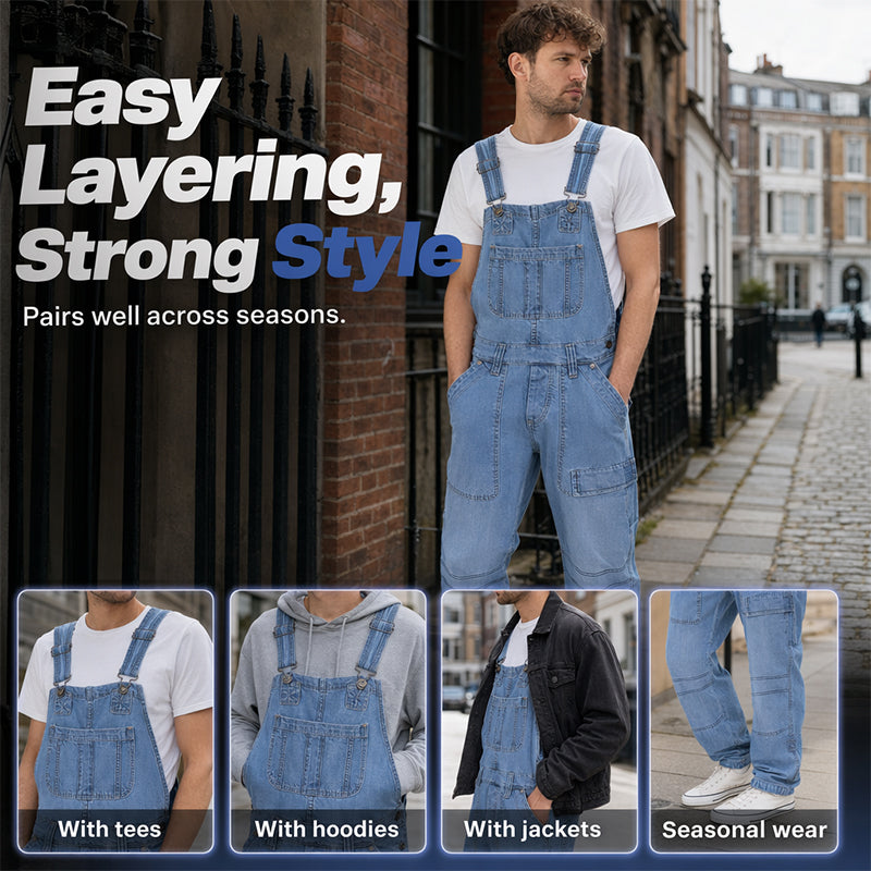 🔥50% KORTING 50K+ VERKOCHT💙 Heren denim overall kwalitatieve mengstof verstelbare schouderbanden meerdere zakken