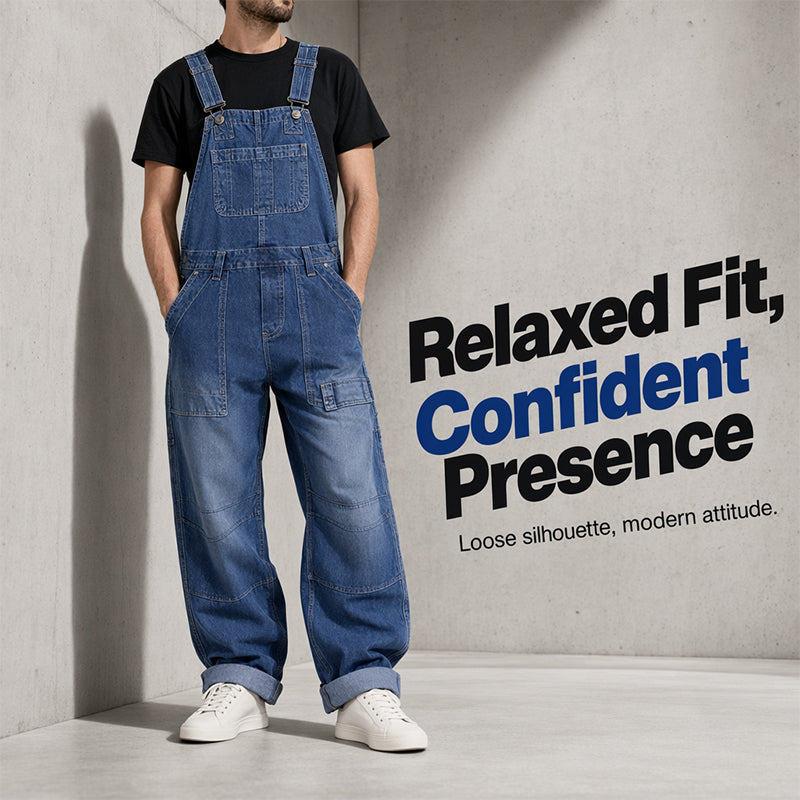 🔥50% KORTING 50K+ VERKOCHT💙 Heren denim overall kwalitatieve mengstof verstelbare schouderbanden meerdere zakken