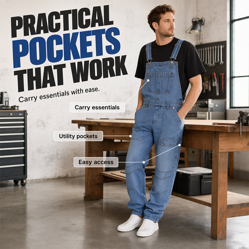 🔥50% KORTING 50K+ VERKOCHT💙 Heren denim overall kwalitatieve mengstof verstelbare schouderbanden meerdere zakken