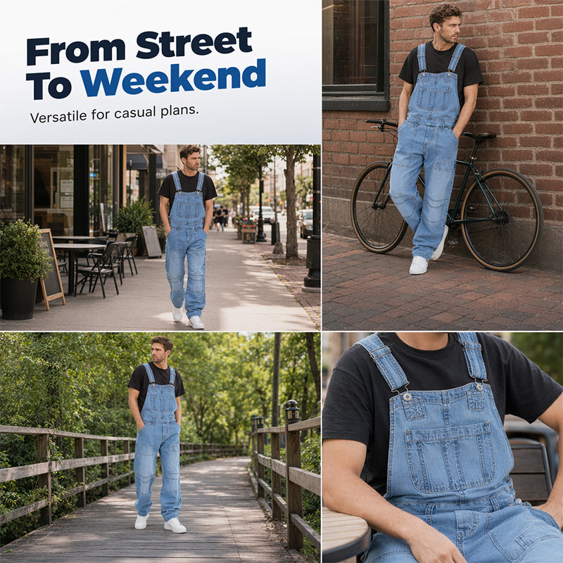 🔥50% KORTING 50K+ VERKOCHT💙 Heren denim overall kwalitatieve mengstof verstelbare schouderbanden meerdere zakken