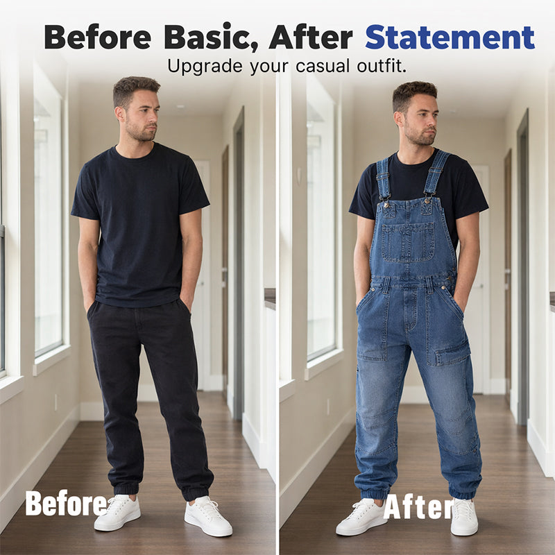 🔥50% KORTING 50K+ VERKOCHT💙 Heren denim overall kwalitatieve mengstof verstelbare schouderbanden meerdere zakken
