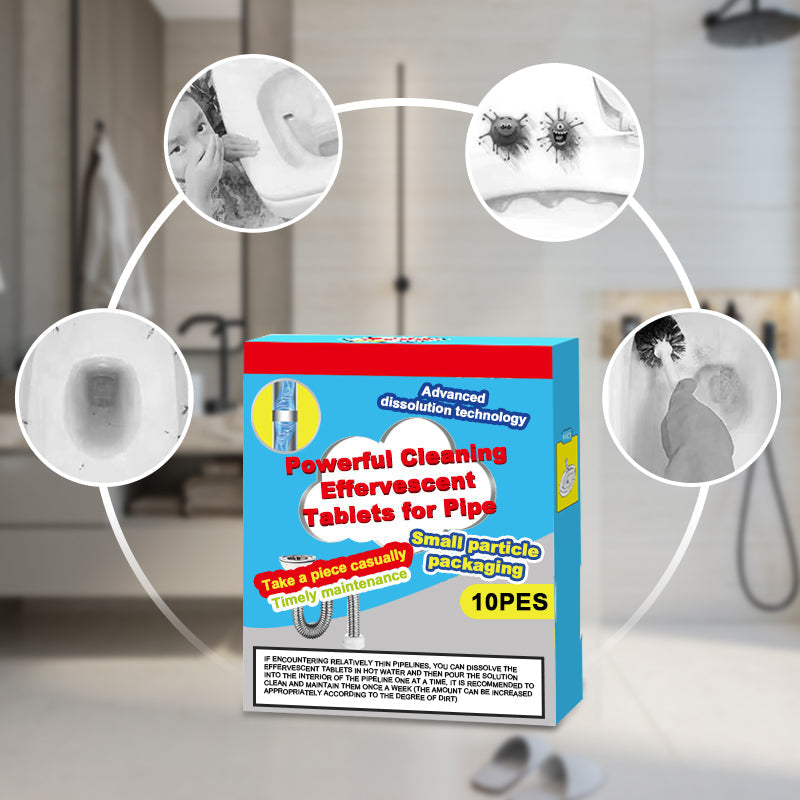 50% KORTING ❤️Krachtige Reinigende Bruistabletten voor Afvoer, Lost Haar & Vet Verstoppingen Snel Op, Geurverwijderend Antibacterieel Afvoerreiniging voor Gootsteen Toilet Vloer