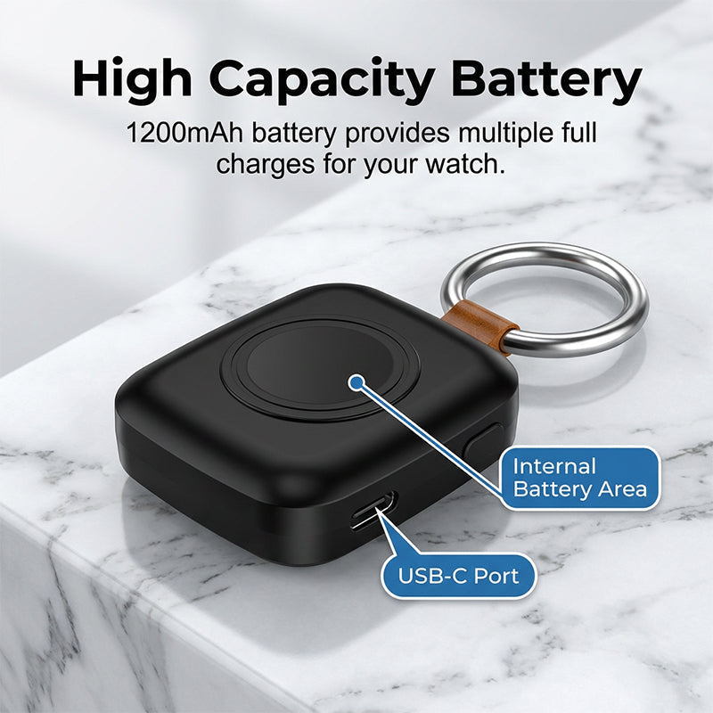 ⌚✨ 50% KORTING! Compact, magnetisch, en past aan je sleutelbos. Deze 1200mAh powerbank laadt je horloge razendsnel op – van noodgeval tot volledige werkdag.