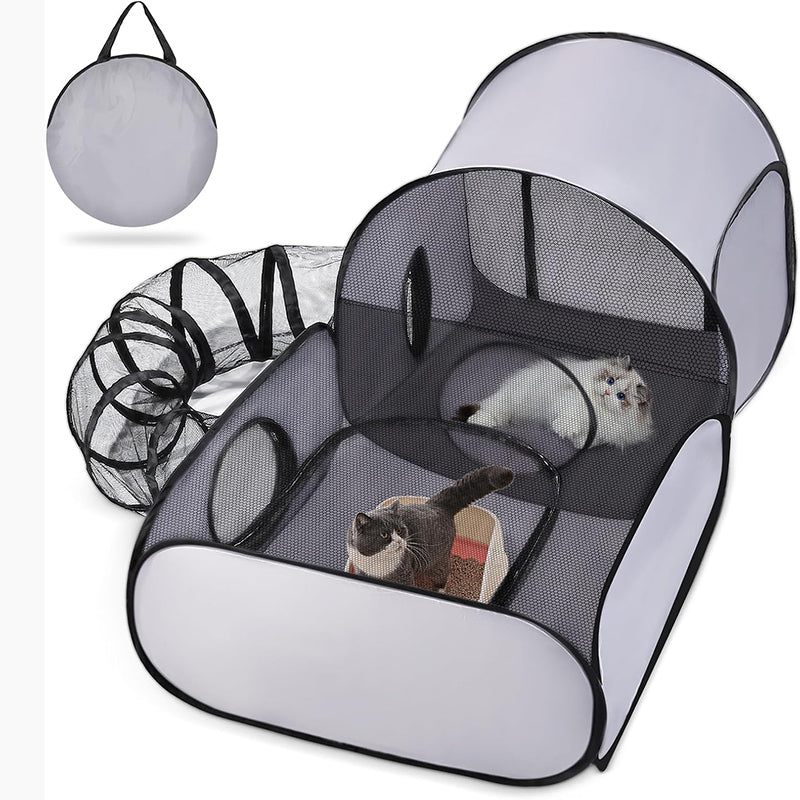 🐱 50% KORTING! 🏠 Veelzijdig kattenhuis met hekwerk – Ademend, wasbaar en opvouwbaar – Perfect als toevluchtsoord, speelplek of kraamhok – knus en praktisch 🐾✨