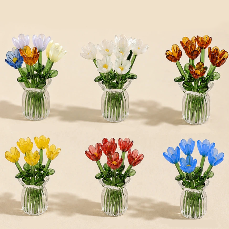 ⏳ FLASH SALE! ✨ Mini Glasboeket | Elegant Cadeau 🎀 | Hoogte ca. 6cm | HALF PRICE 🎉
