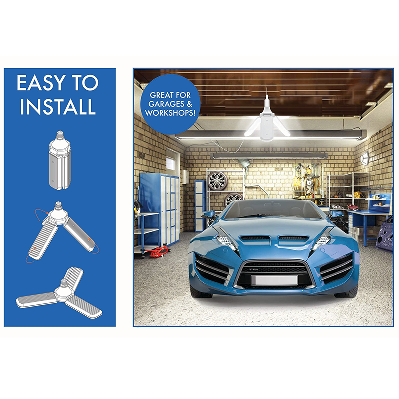 Opvouwbare LED-plafondlamp voor de garage