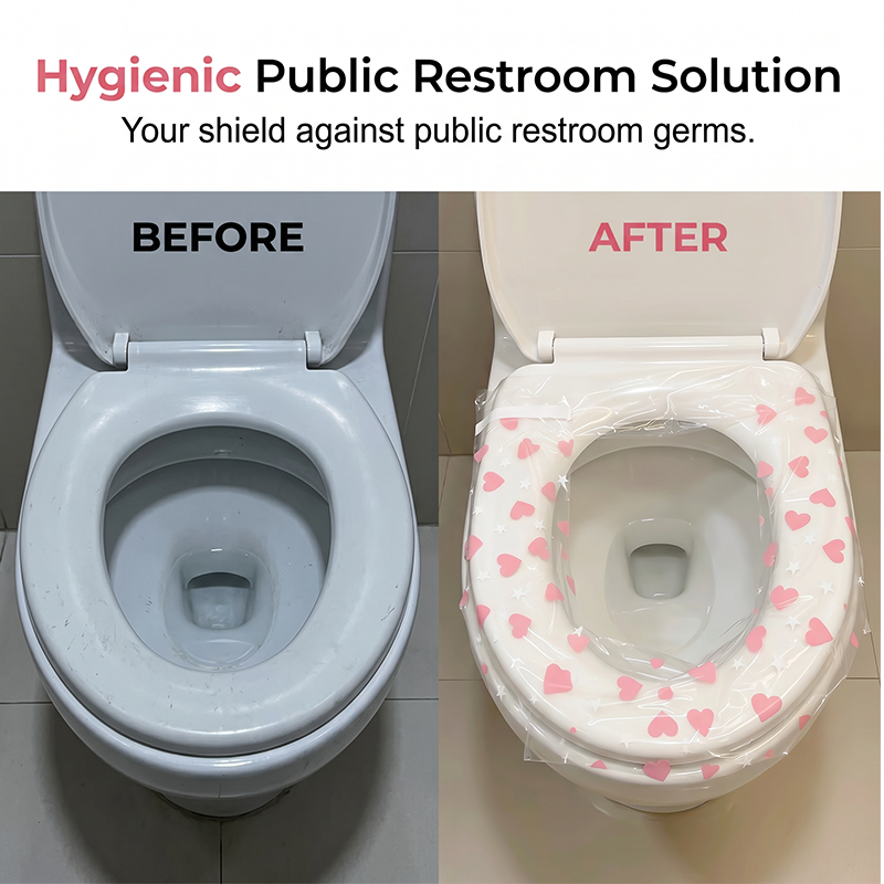 🚽🛡️ Wegwerp toiletbrilhoes – waterdicht, universele pasvorm, handig voor op reis!